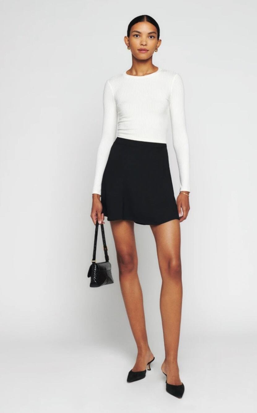 SZ 6 Reformation Flounce Skirt BLACK NWT